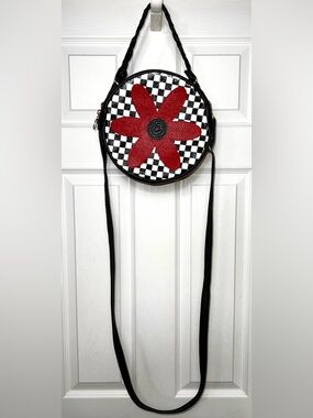 (READ) Leather Purse Crossbody Purse Crossbody Bag Retro Style Round Floral Y2K